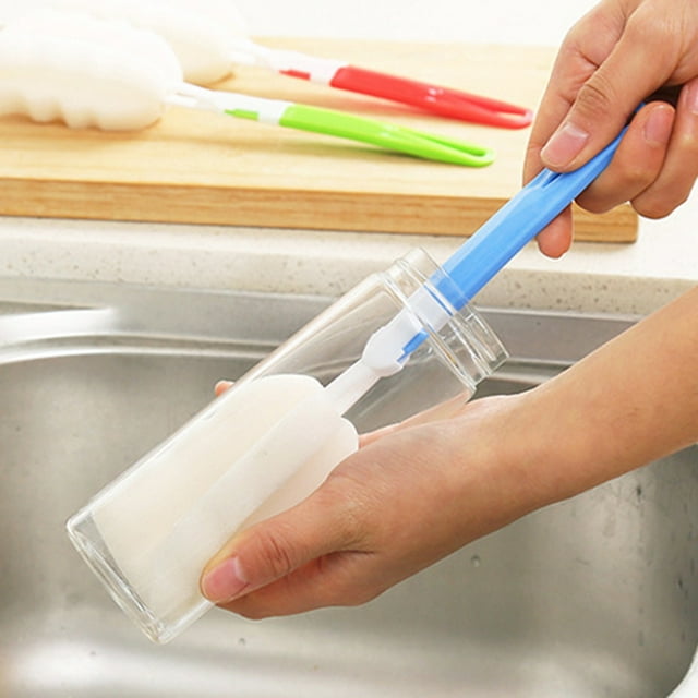 Long Handle Sponge Cup Brush Sponge Cup Removable Brush Cup Sponge Cup Brush PP Kitchen Mug Sponge Cleaning Tool Color Random
