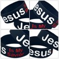 thumbnail image 2 of Masteelf Black Silicone Wristband with My Savior Letters for Decor Active Lifestyle 2PCS, 2 of 8