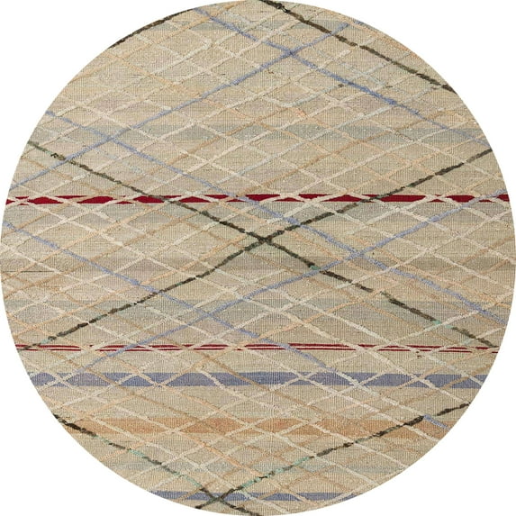 Ahgly Company Machine Washable Indoor Round Abstract Dark Almond Brown Area Rugs, 7' Round