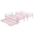 thumbnail image 6 of Twin Over Twin Metal Bunk Beds with Trundle Bed, UHOMEPRO Heavy Duty Bunkbed with Safety Guard Rails, 2 Ladders, Durable Bunk Beds Twin Over Twin Size for Kids Teens, Dorm Room Bedroom, Pink, 6 of 12