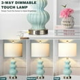 thumbnail image 3 of Cinkeda Triple Gourd Ceramic Table Lamp Set of 2 with USB A+C Ports AC Outlet for Bedroom Living Room Modern Blue 3 Way Dimmable Touch Control Bedside Nightstand Lamps, 3 of 7