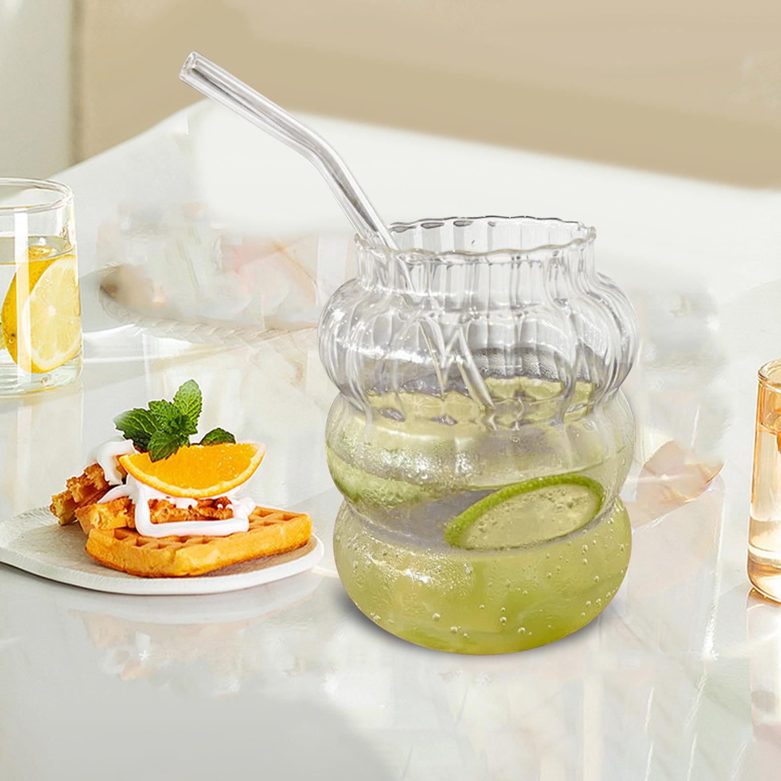 kowaku 3X Glass Sippy Cup with Straw Iced Coffee Cup for Travel Home Kitchen
