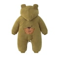 thumbnail image 4 of bbymog Baby Girl Winter Clothes Warm Fleece Hooded Baby Bear Onesie Boys Girls Fashion Long Sleeve Baby Snowsuit 3-24 Months Green 66, 4 of 4