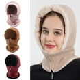 thumbnail image 5 of Women Winter Knit Balaclava Beanie Hat Zipper Up Face Mask Plush Lined Cap Scarf, 5 of 18