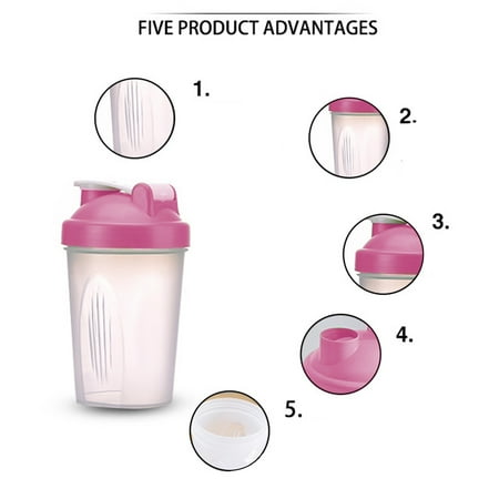 

ZPPruwei 600Ml Shaker Bottle Sports Whey Protein Mixing Bottle With Stirring Ball Bot Cup