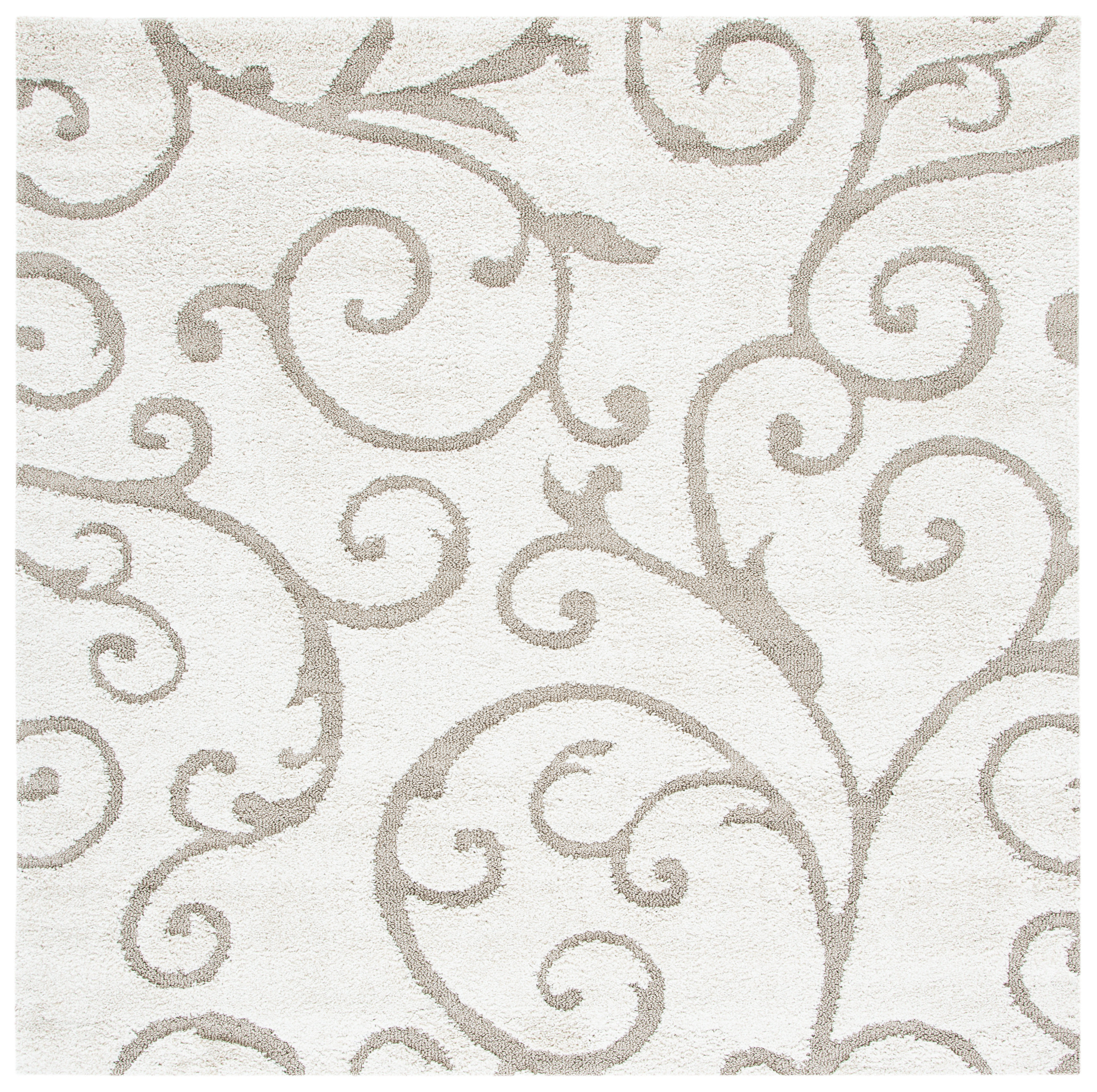 Safavieh Florida Doug Floral Vines Geometric Shag Area Rug, Ivory/Beige, 10' x 10' Square