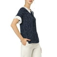 thumbnail image 4 of INSPIRE CHIC Hauts Blouses à Pois pour Femmes à Col Claudine Contrastant à Manches Courtes, 4 of 7