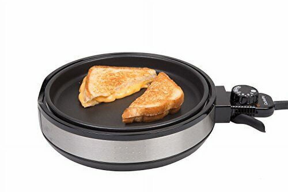 Cucinapro Multi Baker Deluxe- Baking Made Easy- Electric Appliance w Temp Control, 3 Interchangeable Skillets for Grilling, Baking or Dessert - Grilled Cheese, Omelets Pizza, Sandwiches, Cake Pops