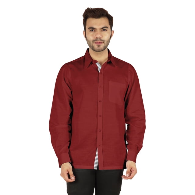 Bestman Chemises Formelles Classiques en Coton à Boutons avec Contraste Intérieur Coupe Régulière pour Bureau pour Hommes