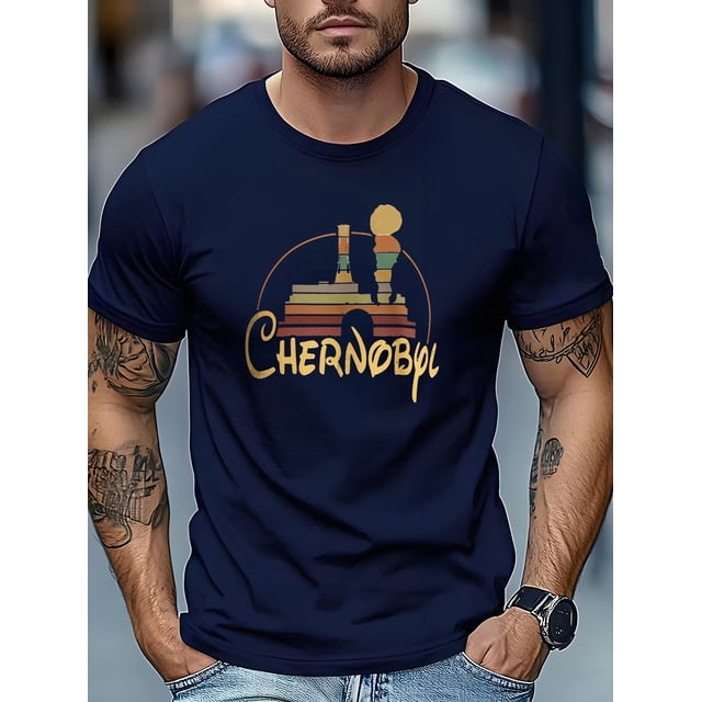 T-shirt Homme Sports Décontractés Extérieurs Inspiré de l'Émission Télévisée Chernobyl T-Shirt Graphique Officiel Chernobyl avec Texte Chernobyl et Design de Réacteur