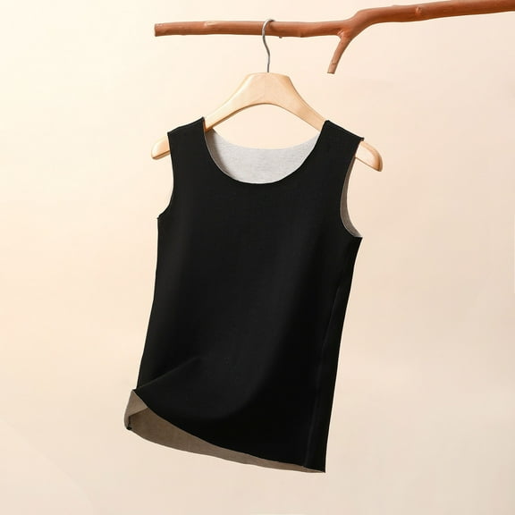 Thermal Tank Tops Women Underwear Tops Sleeveless Undershirt for Women Cotton Camisole Warm Base Layer Black L