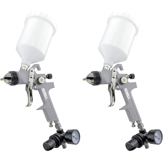 Pistola de Pintura Pneumática NuMax SPS14 com Bico de 1,4 mm HVLP e Copo Plástico de 600 cc (Pacote com 2)