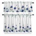 thumbnail image 2 of Kitchen Window Curtains Valance and Tier Set, Purple Wild Flower Butterfly Rod Pocket Tier Curtain Valance Set, Gradient Eucalyptus Leaves Light Filtering Cafe Curtains for Bedroom Living Room, 2 of 9