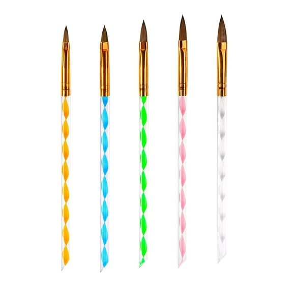XZNGL Nail Brush Nail Art Brush Set 5 Pcs Imitation Mink Crystal Pen Nail Brush Set Nail Tools