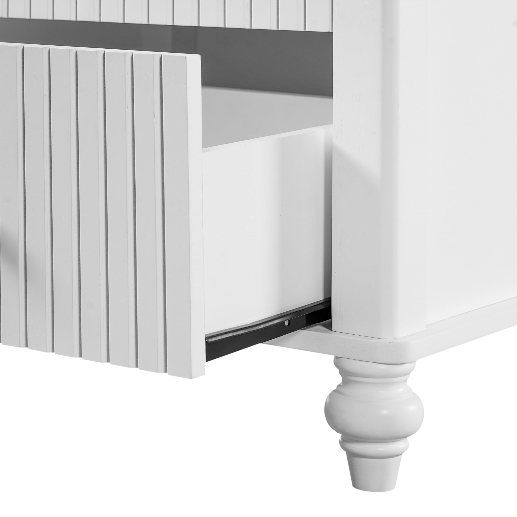Christopher Knight Home Modern King Bed Frame with 2 Drawer Nightstands, Grooved Design, White