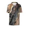 thumbnail image 4 of WQNVRNR Womens Print Shirt- Short Sleeve Vacation Summer Casual Collared Tops Khaki Size XL, 4 of 6