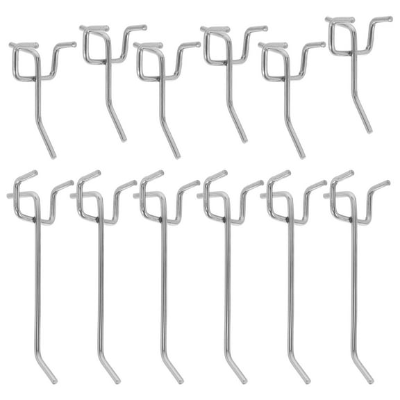 FRCOLOR 12pcs Pegboard Hooks Heavy Duty Peg Board Hangers Stainless Steel Pegboard Tool Holders Pegboard Accessories For Garage Jewelry Display