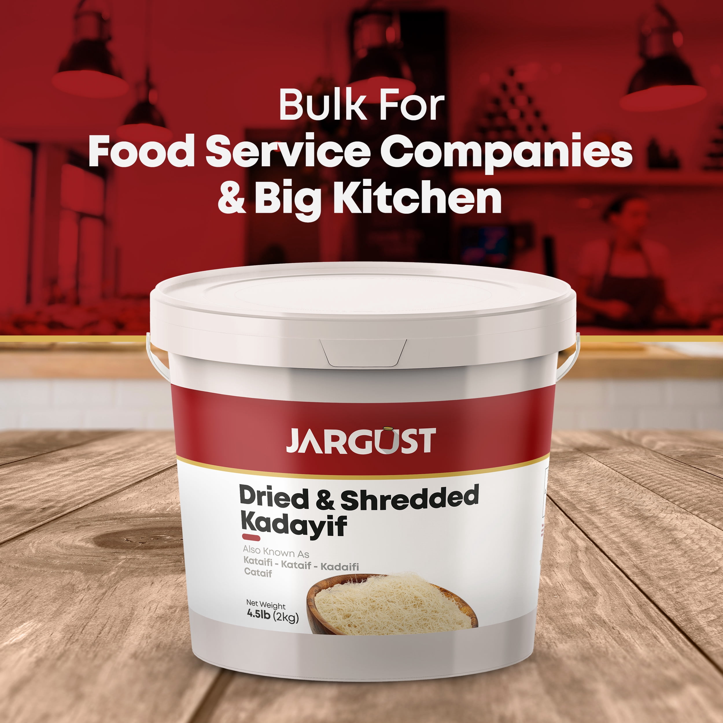 Jargust Bulk Dried & Shredded Kataifi, Shredded Fillo Dough, Pastry Dough, 4.5lb