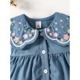 thumbnail image 4 of 2T Baby Girls Dress Toddler Girls Summer Sleeveless Dress 3T Girls Embroidering Collar Solid Color Dress Blue, 4 of 7