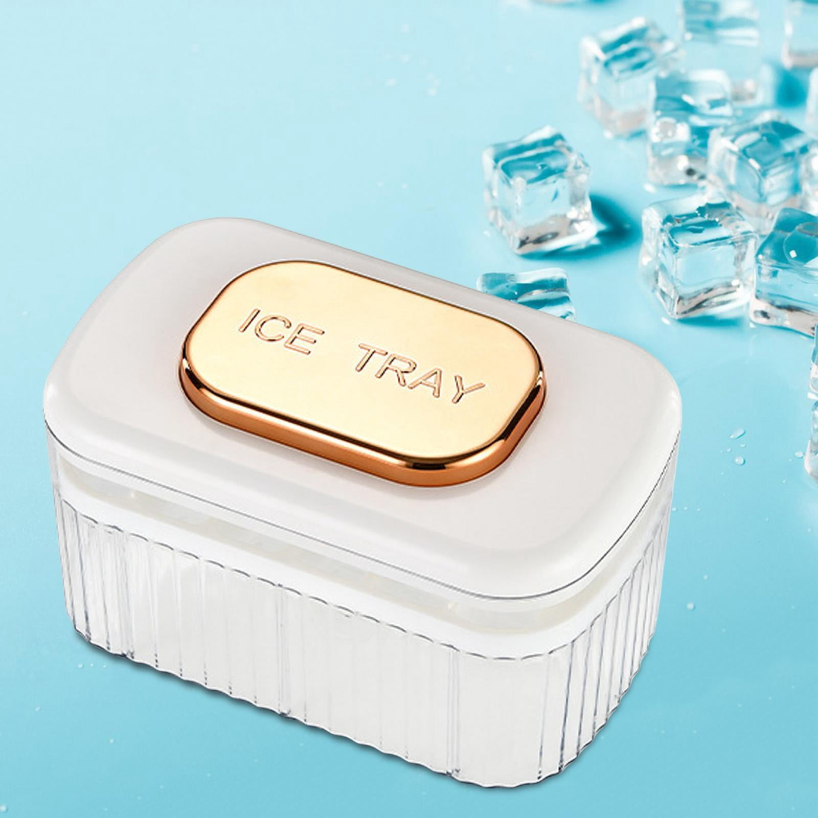 Fiocias -Ice Tray with Lid And Bin, Ice Maker, Quick Release, Save Space for Cocktails, 1 Layer White