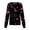 A001-Black, variant on SAATLERI Long Sleeve Scrub Jackets for Woman Casual Single Breasted Workwear Cute Floral Print Nurse Uniform Shirts Scrub Jacket with Pockets