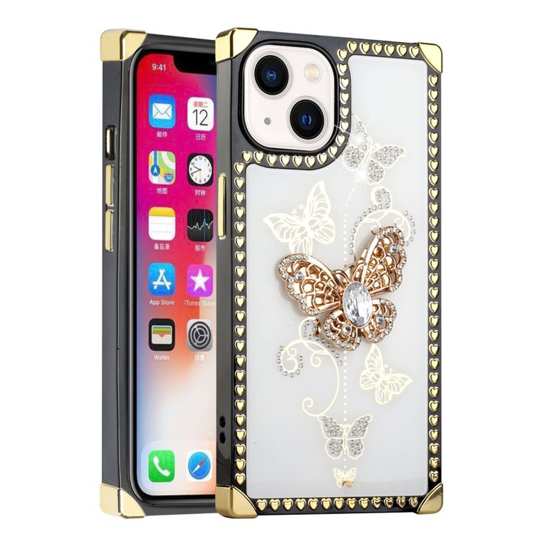 Flower Fashion Luxury Design Square Phone Cases For Iphone 14