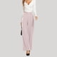 thumbnail image 2 of Pantalones anchos de color liso, cintura alta y corte drapeado, pantalones de traje informal, 2 of 4
