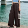 thumbnail image 2 of TRUBKH Flowy Pants for Women Wide Leg Linen Pants Women' S Culottes Balloon Pants Women High Waisted Linen Pants Women Gaucho Pant Teacher Pants Cotton Linen Cotton Palazzo Pa Coffee M-5XL, 2 of 5
