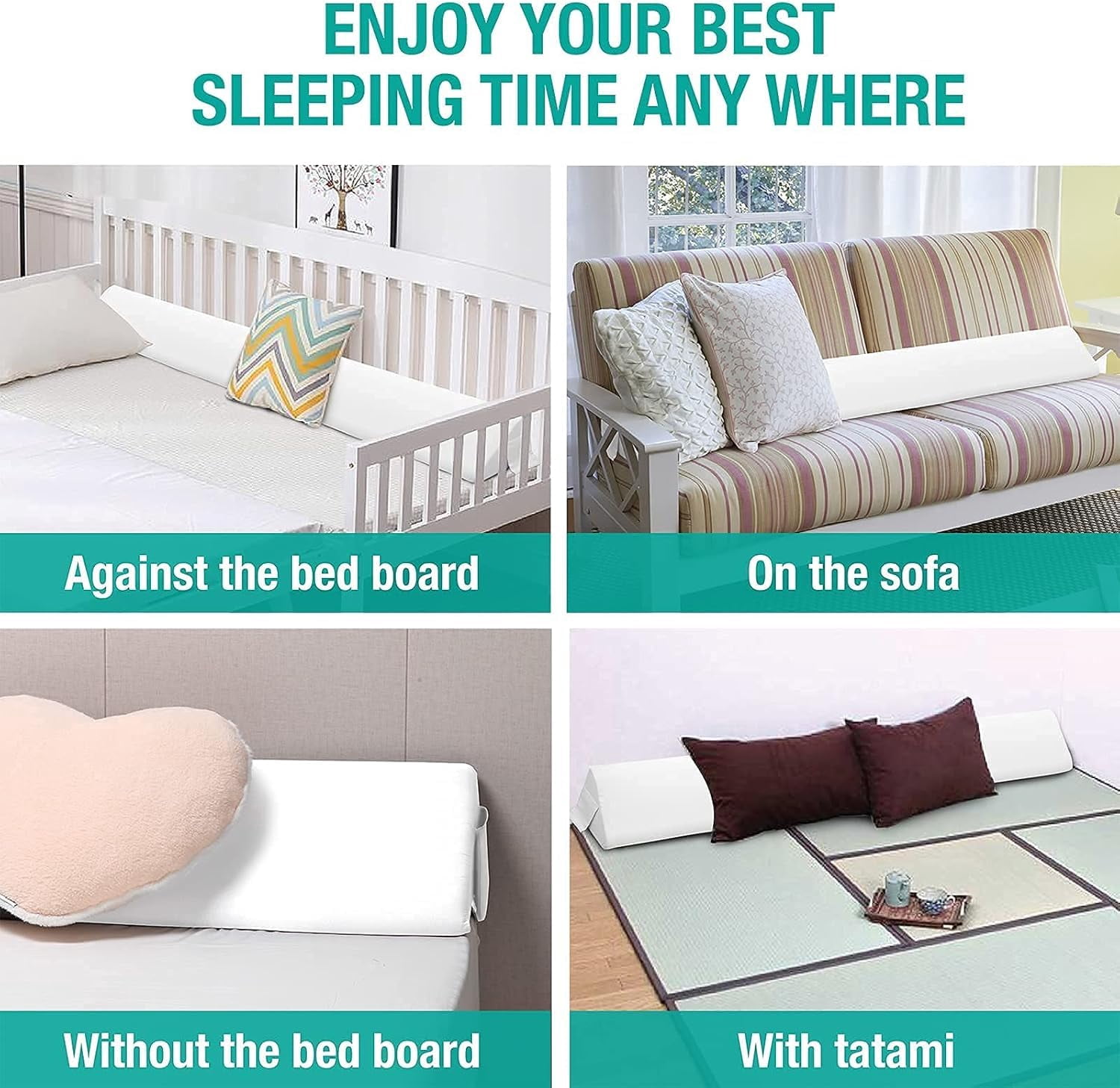 Full Bed Wedge Pillow Gap Filler/headboard Pillow/mattress Fill (0-6") Between Headboard And Mattress (white 54"x10"x6")