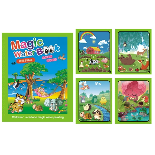 Magic Water Drawing Book Reusable Doodle Board For Kids Washable Painting Notebook With Pen Educational Art Toy For Toddlers Travel Activity
