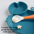 thumbnail image 4 of Baby Plates with Suction Divided, Baby Spoon Fork Set for Toddlers, Silicone Plates for Kids with Suction Baby Dishes Kids Plates and Utensils-Crab Blue, 4 of 5