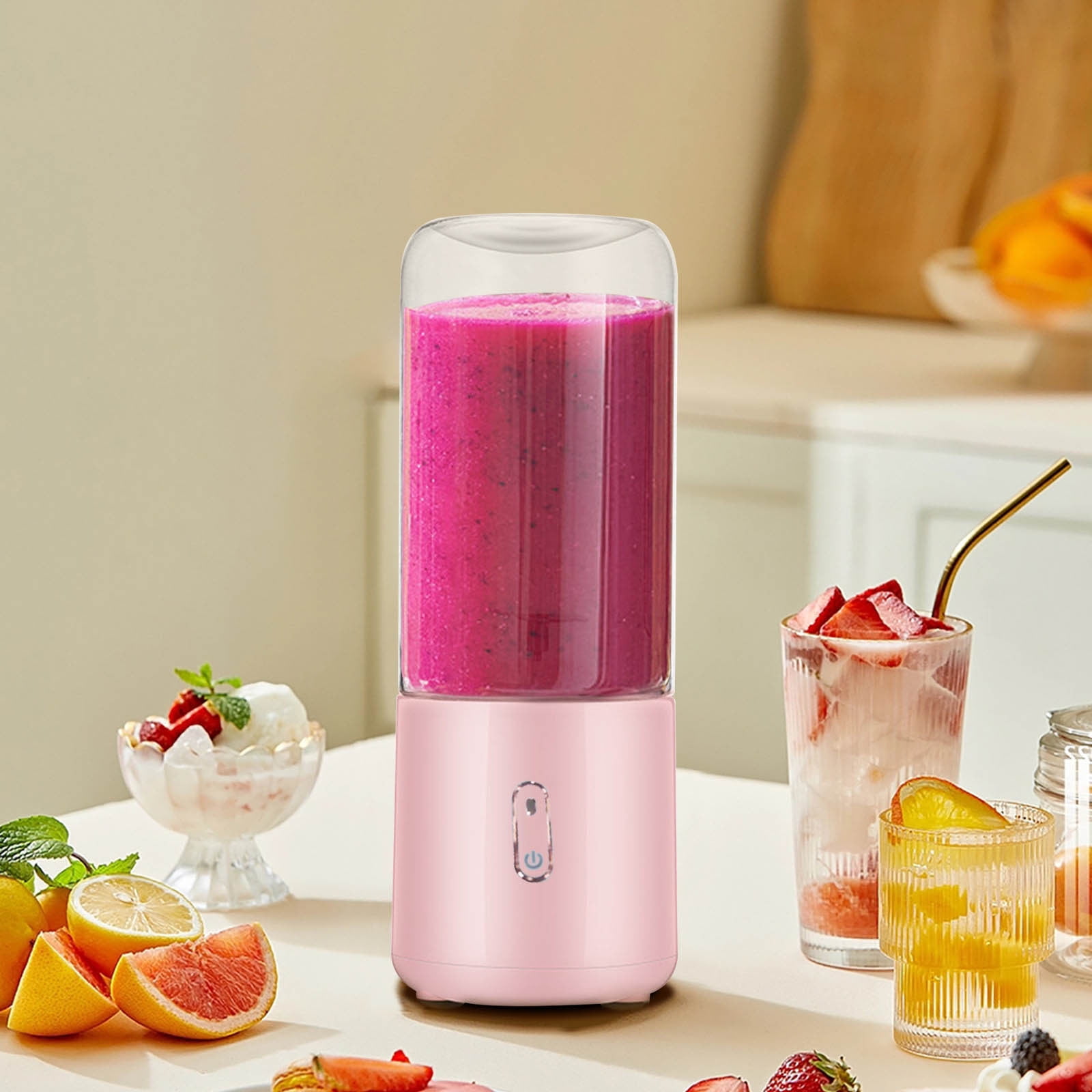 Portable USB Rechargeable Blender Cup 500ML Personal Size Mixer for Protein Shakes Smoothies Juices DIY Drinks with Stainless Steel Blade Easy Clean Travel Friendly Lightweight Mini Juicer USB