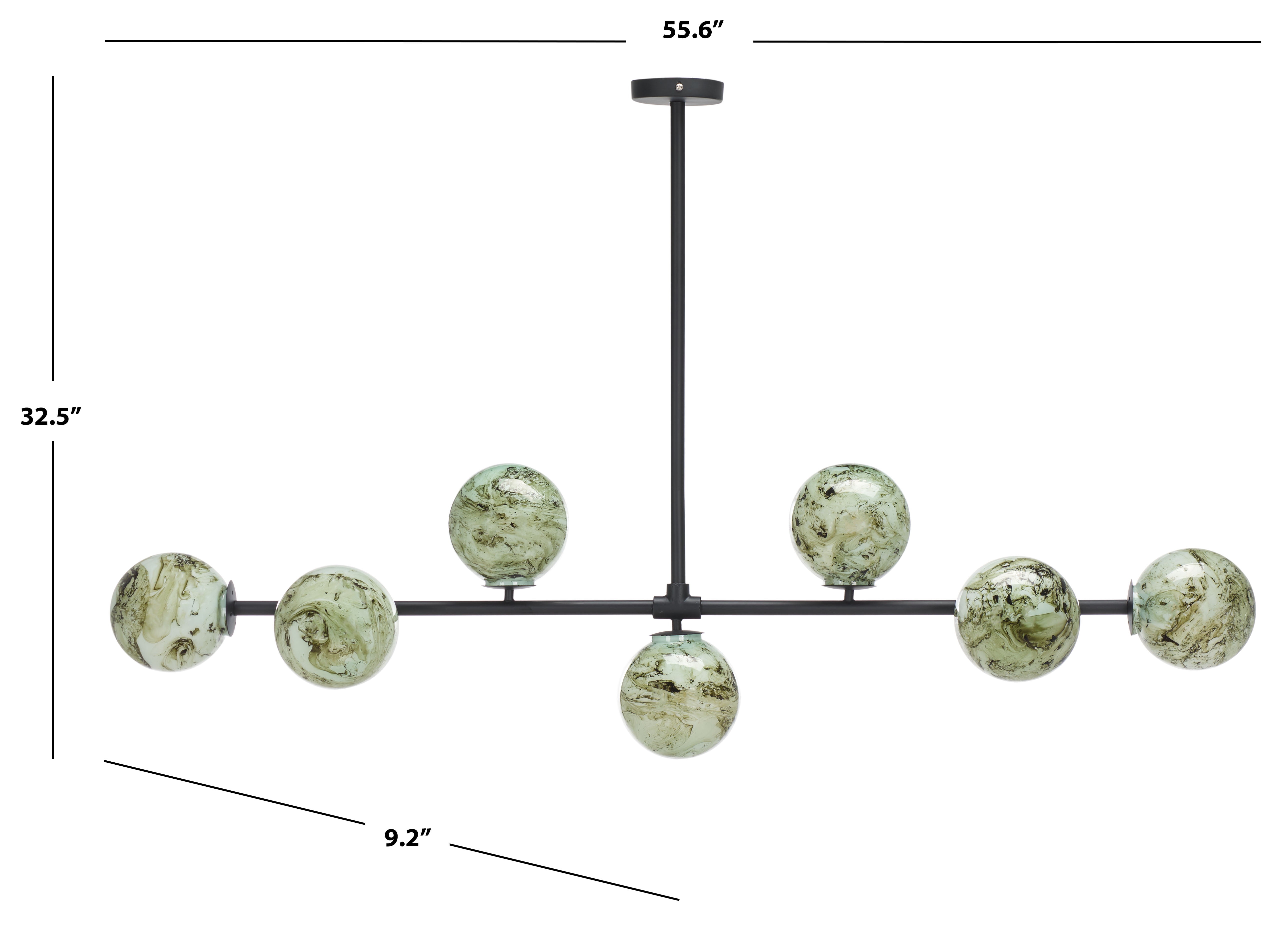 Safavieh Melesa 7-Light 53" Modern Metal Chandelier, Black