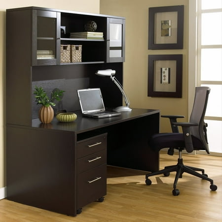 Jesper Office 100 Series Executive Desk And Hutch With Mobile Jesper Office 100 Series Executive Desk And Hutch With Mobile Pedestal Espresso