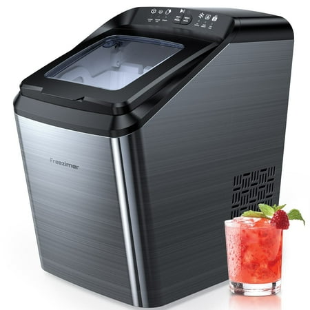 Freezimer Ice Maker Countertop, 33Lbs/24 Hours, Portable Ice Maker Machine Countertop with Basket and Ice Scoop for Home Kitchen Office - Black