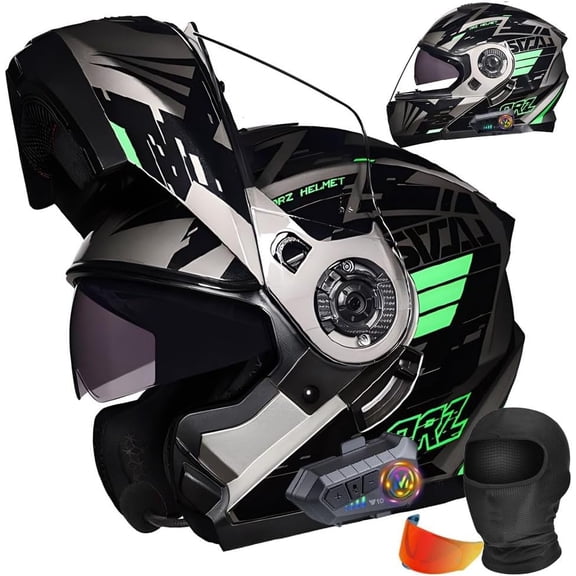 Bluetooth Modular Motorcycle Helmet DOT Approved for Adults with Dual Visor, Built-in Speaker & Microphone for Men and Women