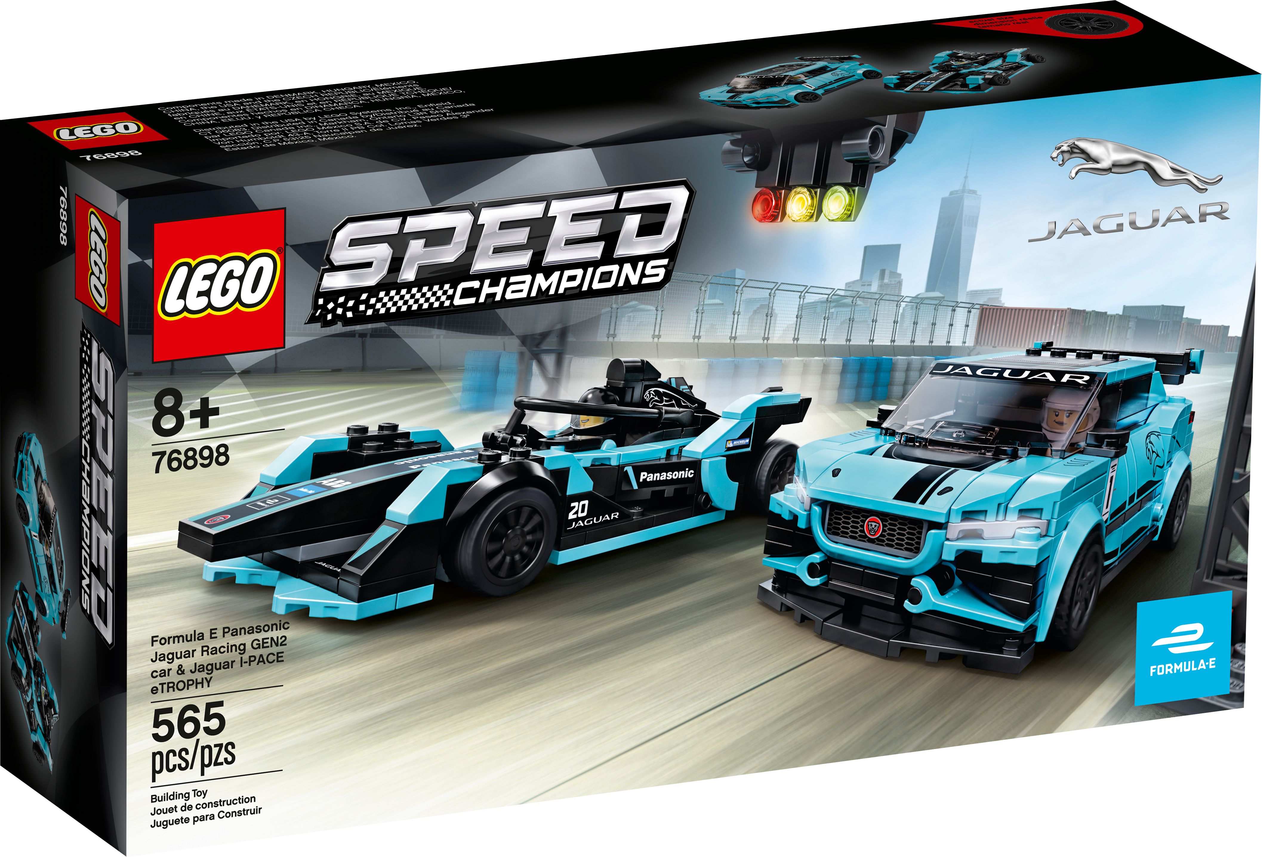 LEGO Speed Champions Formula E Panasonic Jaguar Racing Gen2 car & I-PACE eTROPHY 76898 Building Kit - image 5 of 8