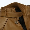 thumbnail image 5 of Maoxin Men Leather Jacket Men's Fashion Motorcycle Solid Color Zipper Pocket With Velvet Leather Long Sleeved Hooded Jackets for men Khaki 3XL, 5 of 7