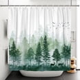 thumbnail image 4 of Pbobriich Forest Deer Shower Curtain Rustic Green Misty Woodland Shower Curtain for Bathroom with Hooks Country Bathroom Decor 47x71 Inch, 4 of 8