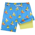 thumbnail image 3 of Oiyii Boys Banana Print Swim Trunks with Compression Liner Quick Drying Beach Board Shorts, 3 of 3
