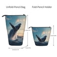 thumbnail image 2 of Xecao Dancing Whale Print Telescopic Pencil Bag Pen Holder Pop Up Stationery Case Stand-up Retractable Transformer Bag Standing Organizer, 2 of 6