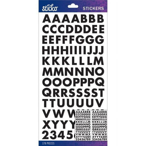 Sticko Alphabet Stickers-Black Futura Bold Small