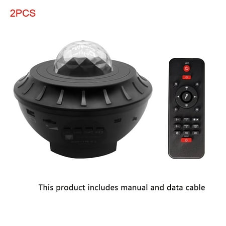 

2 PCS Projector Light Bluetooth-compatible Remote Control Music Night Lamp USB RGB Water Wave Projection Light