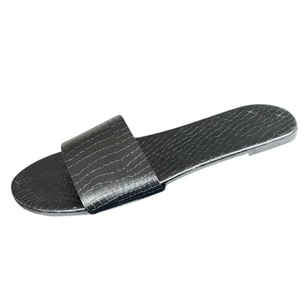 

SEMIMAY Toe Sandals Breathable Shoes Beach Flat Summer Slippers Women s Open Slip-On Women s slipper Black