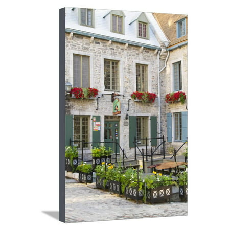 Canada, Quebec, Quebec City, lower old town restaurant. Stretched Canvas Print Wall Art By Jamie & Judy