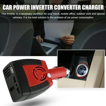 Car charger,Ymiko USB 2.1A DC 12V to AC 110V 150W Car Power Inverter Converter Charger for Mobile