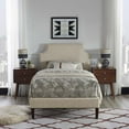 thumbnail image 2 of Modern Contemporary Urban Design Bedroom Twin Size Platform Bed Frame, Fabric Copper Nail Rivet, Beige, 2 of 5