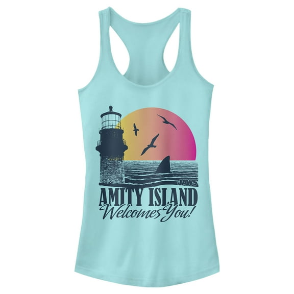 Junior's Jaws Amity Island Welcomes You! Racerback Tank Top