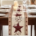 thumbnail image 3 of Table Runners 108 Inches Long Dress Scarves, Red Texas Star Rustic Farmhouse Coffee/Dining/Kitchen Table Runner for Living Room, Farmhouse Berry Brown Wooden 13x108 Inch, 3 of 9