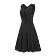 thumbnail image 5 of Casual Dresses for Women Classic Pleated A-Line Ruffles Dress V-Neck Minimalist Sleeveless Plus Size Sundress Black Outfits for Wedding Guest L, 5 of 5